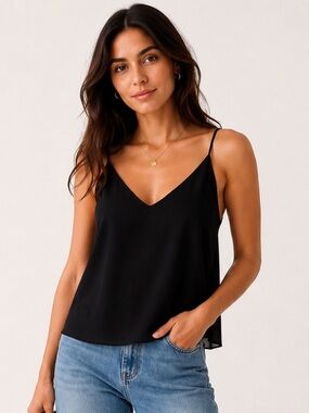 J Brand 100% Silk Black Cami Tank Top | Size M